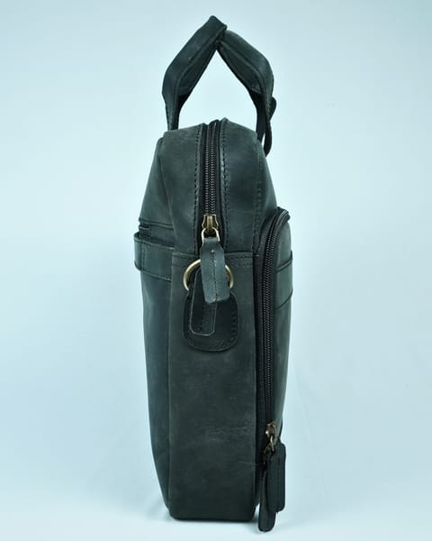 Vintage Series - 100% Original Leather (Laptop Bag) - Black - Image 4