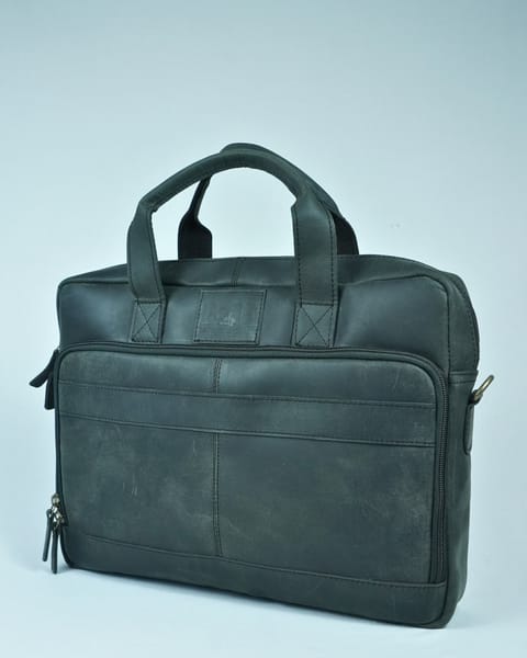 Vintage Series - 100% Original Leather (Laptop Bag) - Black - Image 5