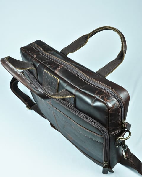 Vintage Series - 100% Original Leather (Laptop Bag) - Brown - Image 4