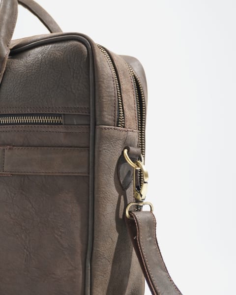 Crown Edition - Men's Executive 100% Original Leather Large Briefcase - Dark Brown - Image 4