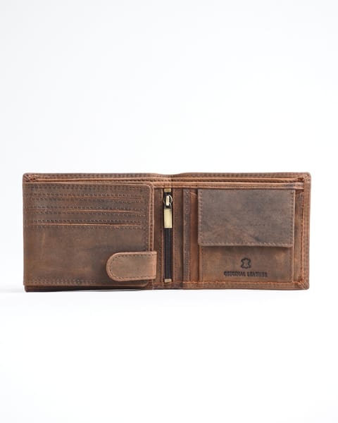 Harvard Men’s Original Leather Wallet (Rugged Series) - Brown - Image 3