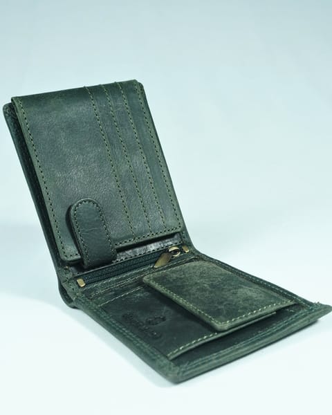 Harvard Men’s Original Leather Wallet (Rugged Series) - Green - Image 3