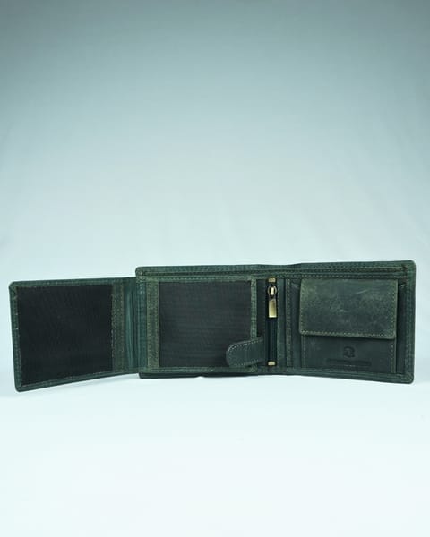 Harvard Men’s Original Leather Wallet (Rugged Series) - Green - Image 5