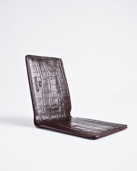 Berlin  (Sleek Series) - Men’s Original Leather Wallet - Croco Cherry - Image 3