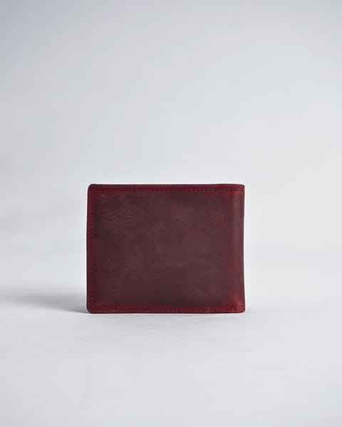Harvard Men’s Original Leather Wallet (Rugged Series) - Cherry - Image 10