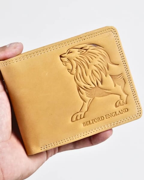 Cambridge (Limited Edition) Men’s Original Leather Wallet - Rugged Tan - Lion - Image 2