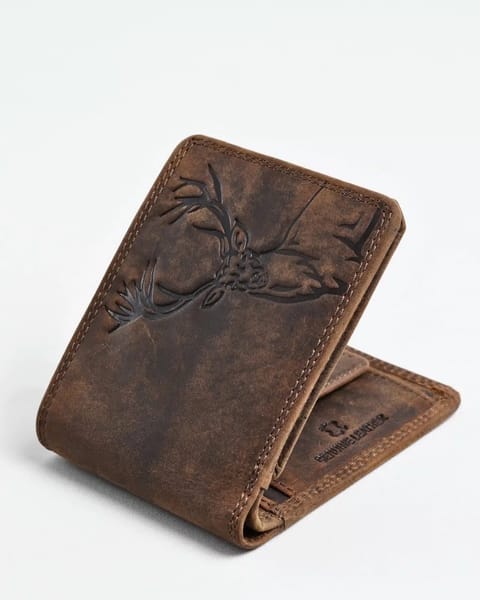 Cambridge (Limited Edition) Men’s Original Leather Wallet - Rugged Brown - Deer - Image 2