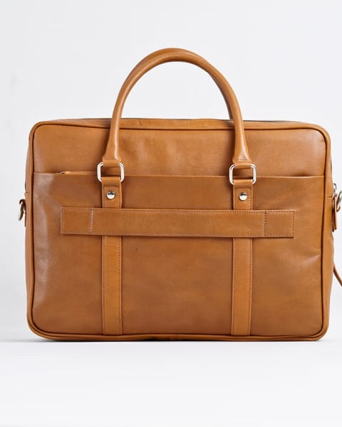 Executive Men's 100% Original Leather Large Briefcase - Rich Tan - Image 2