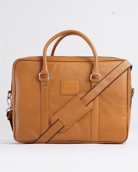 Executive Men's 100% Original Leather Large Briefcase - Rich Tan - Image 3