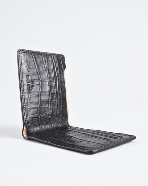 Heritage (Sleek Series) - Men’s Original Leather Wallet - Croco Black - Image 2
