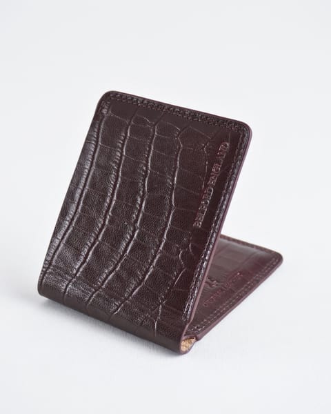 Heritage (Sleek Series) - Men’s Original Leather Wallet - Croco Cherry - Image 8