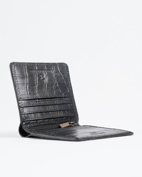 Aubrey - Men’s Original Leather Wallet (Executive Series) - Croco Black - Image 2