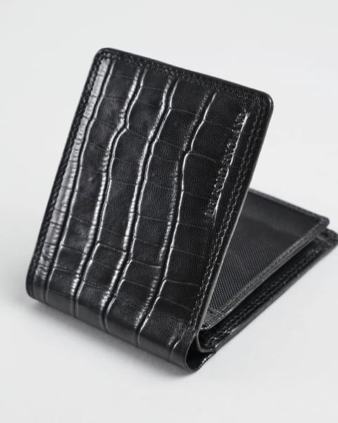 Hudson Men’s Original Leather Wallet (Croco Black)