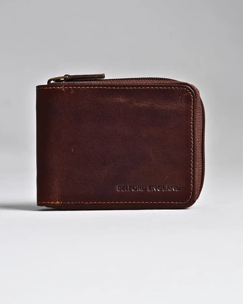 Tokyo Men's Original Leather Zipper Wallet (Vintage Brown