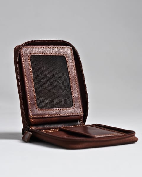 Tokyo Men's Original Leather Zipper Wallet (Vintage Brown