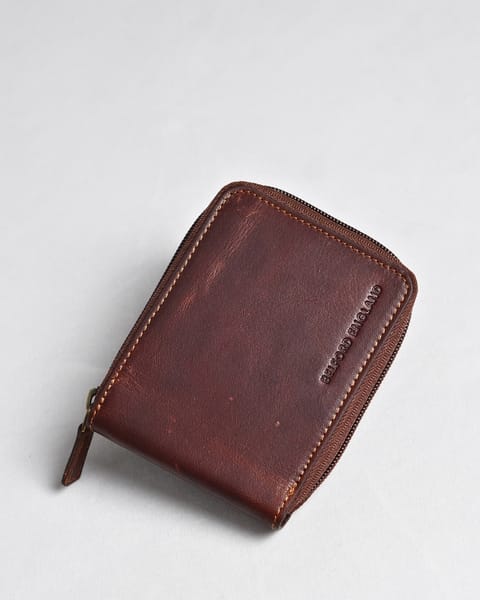 Tokyo Men's Original Leather Zipper Wallet (Vintage Brown