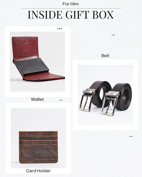 Gift For Men: Personalized Luxury Leather Wallet , Belt & Card Holder Set - Image 2