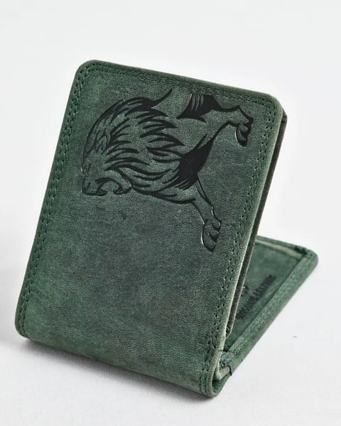 Cambridge (Limited Edition) Men’s Original Leather Wallet - (Rugged Green) - Lion