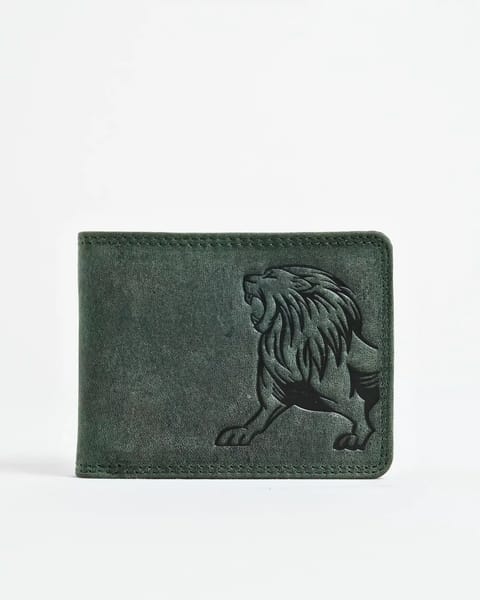 Cambridge (Limited Edition) Men’s Original Leather Wallet - (Rugged Green) - Lion - Image 2