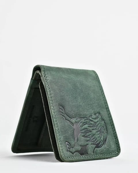 Cambridge (Limited Edition) Men’s Original Leather Wallet - (Rugged Green) - Lion - Image 9