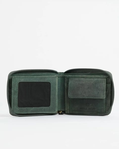 Tokyo Men’s Original Leather Wallet - (Rugged Series) - Green - Image 4