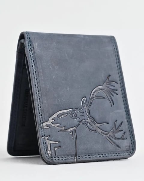 Cambridge (Limited Edition) Men’s Original Leather Wallet - Rugged Blue - Deer