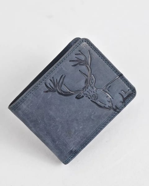 Cambridge (Limited Edition) Men’s Original Leather Wallet - Rugged Blue - Deer - Image 6