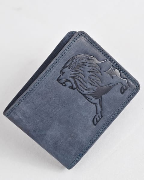 Cambridge (Limited Edition) Men’s Original Leather Wallet - Rugged Blue - Lion