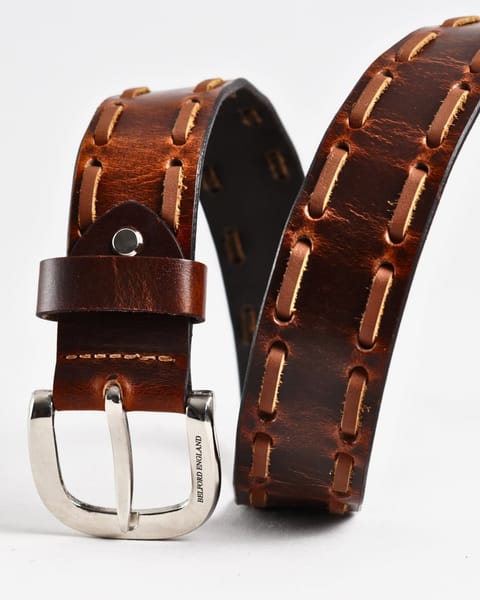 Great Britain - Men's Original Leather Belt  (Vintage Tan) - 30 - Image 4