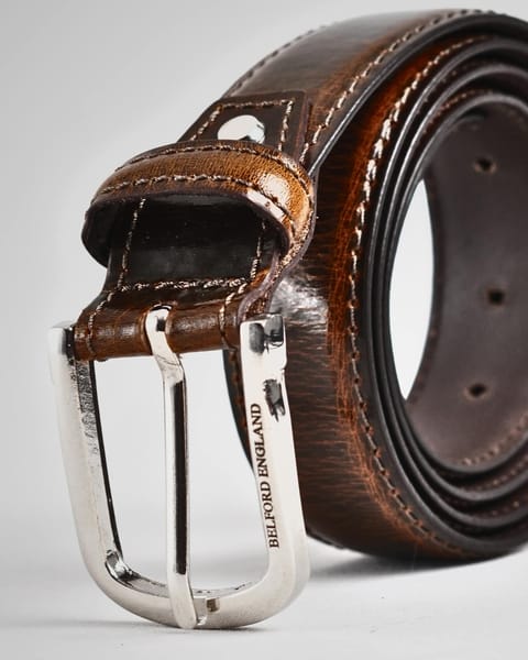 Venice- Men's Original Leather Belt  (Brown and Tan Blend) - 34 - Image 4