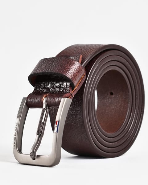 Maverick - Men's Original Leather Belt  (Burgundy) - 40 - Image 3