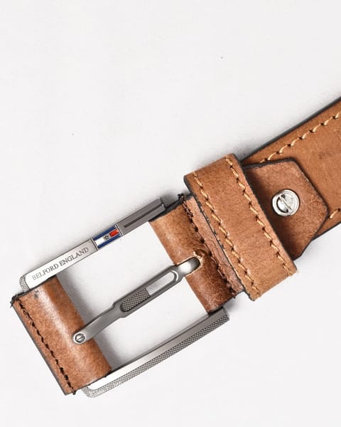 Sydney- Men's Original Leather Belt  (Suede Tan) - 30 - Image 3