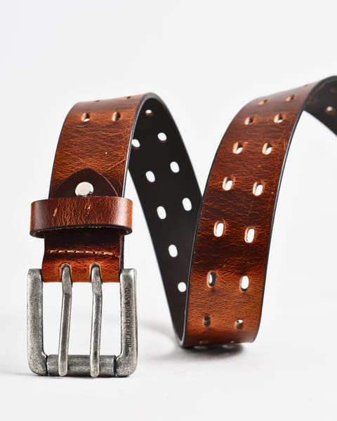 Taiwan Men's Original Leather Belt  (Vintage Tan) - 30 - Image 3