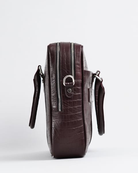 Executive Men's Original Leather Briefcase (Croco Cherry) - Image 5