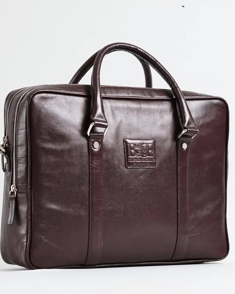 Executive Men's Original Leather Briefcase (Luxury Cherry)