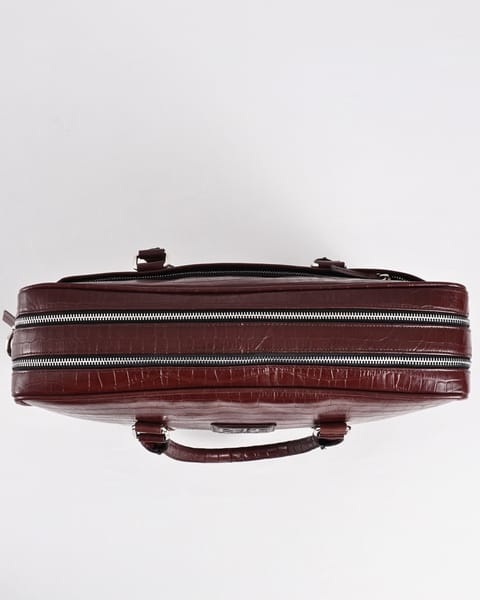 Executive Men's Original Leather Briefcase  (Croco Rich Brown) - Image 5