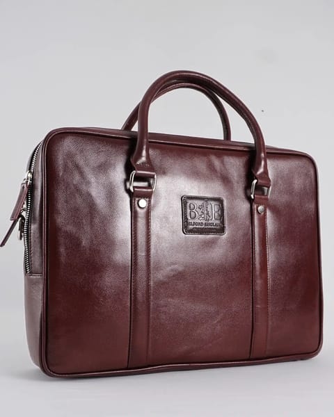 Executive Men's Original Leather Briefcase (Rich Brown)