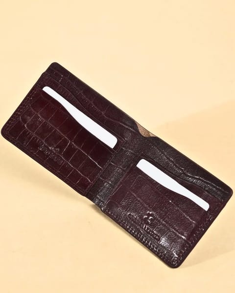 Berlin (Sleek Series) - Men’s Original Leather Wallet (Croco Cherry)
