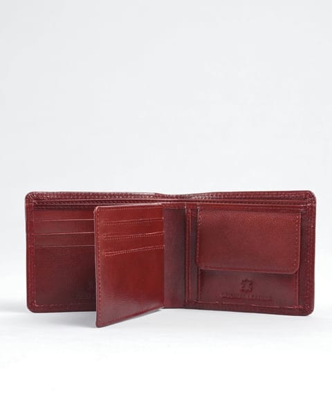 Hudson Men’s Original Leather Wallet (Brown & Cherry Blend) - Image 3