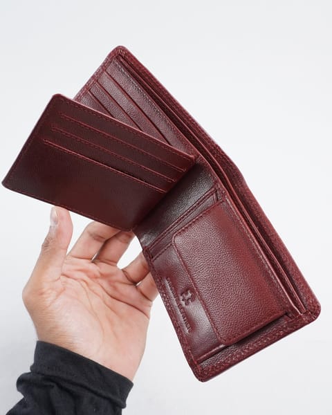 Hudson Men’s Original Leather Wallet (Brown & Cherry Blend) - Image 4