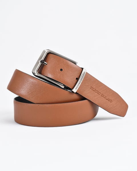Saffiano Men's Original Leather Belt  Reversible (Black & Tan) - 28-44 - Image 2