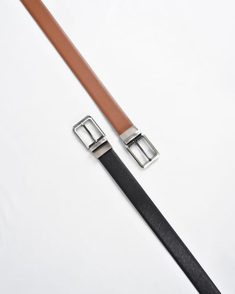 Saffiano Men's Original Leather Belt  Reversible (Black & Tan) - 28-44 - Image 3