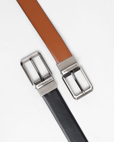 Mexico - Men's Original Leather Belt  Reversible (Premium Black & Tan) - 28-44 - Image 10