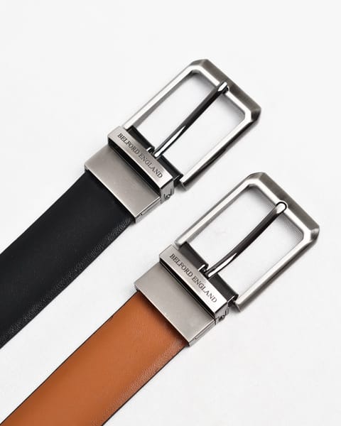 Mexico - Men's Original Leather Belt  Reversible (Premium Black & Tan) - 28-44 - Image 11