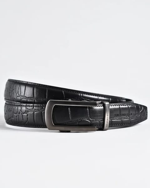 Oxford Men's Original Leather Belt  (Croco Black) - 28-44