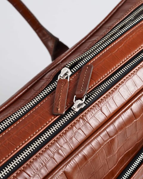 Executive Men's Original Leather Briefcase  (Croco Luxury Brown) - Image 6