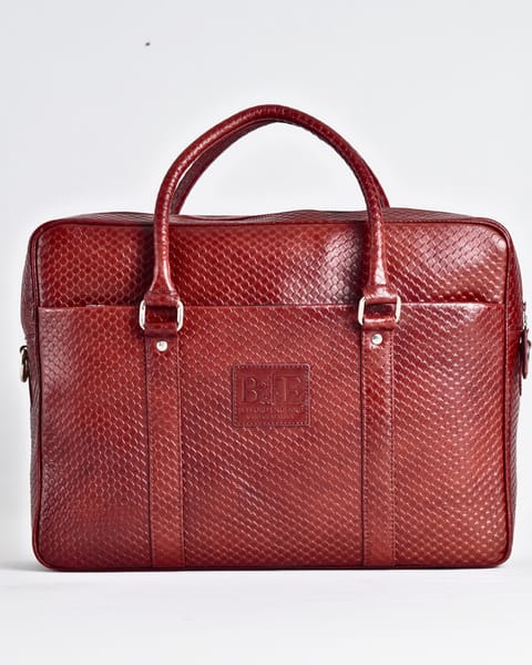 Executive Men's Original Leather Briefcase  (Royal Cherry Salmon) - Image 5