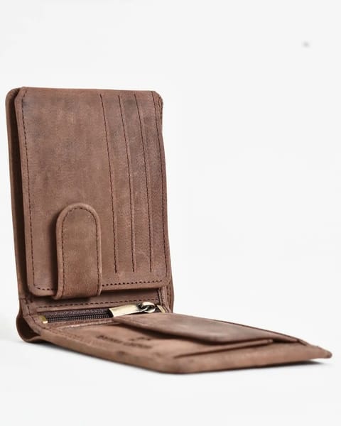 Cambridge - Men’s Original Leather Wallet (Rugged Series) - Brown - Image 3