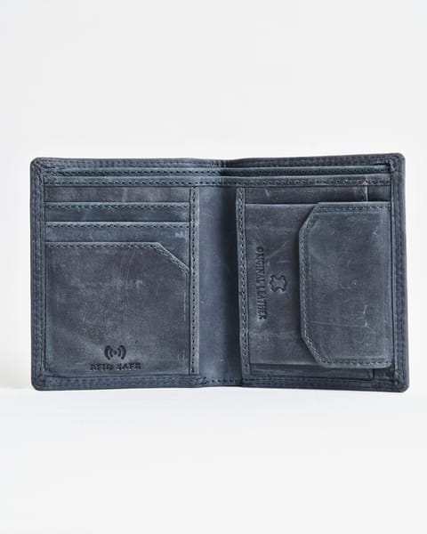 Hyde [Sleek Series] Men’s Original Leather Wallet (Rugged Blue) - Image 2