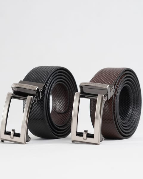 Swiss - Men's Original Leather Belt  Reversible (Salmon Black and Brown) - 28-44 - Image 3